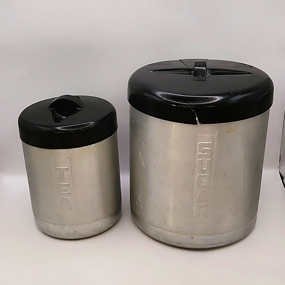 Vintage Aluminum Tea & Sugar Canisters